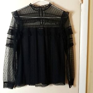 Express NWOT Sheer Blouse Black Med Beauty! Perfect 🖤